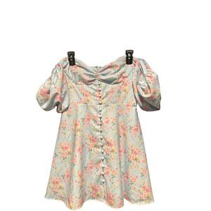 House of CB Blue Floral Mini Dress - Size L